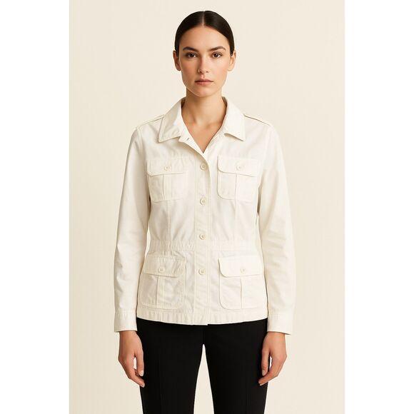 L.L.Bean | Classic Utility Safari Cotton Jacket White Size L | EUC - Picture 1 of 10